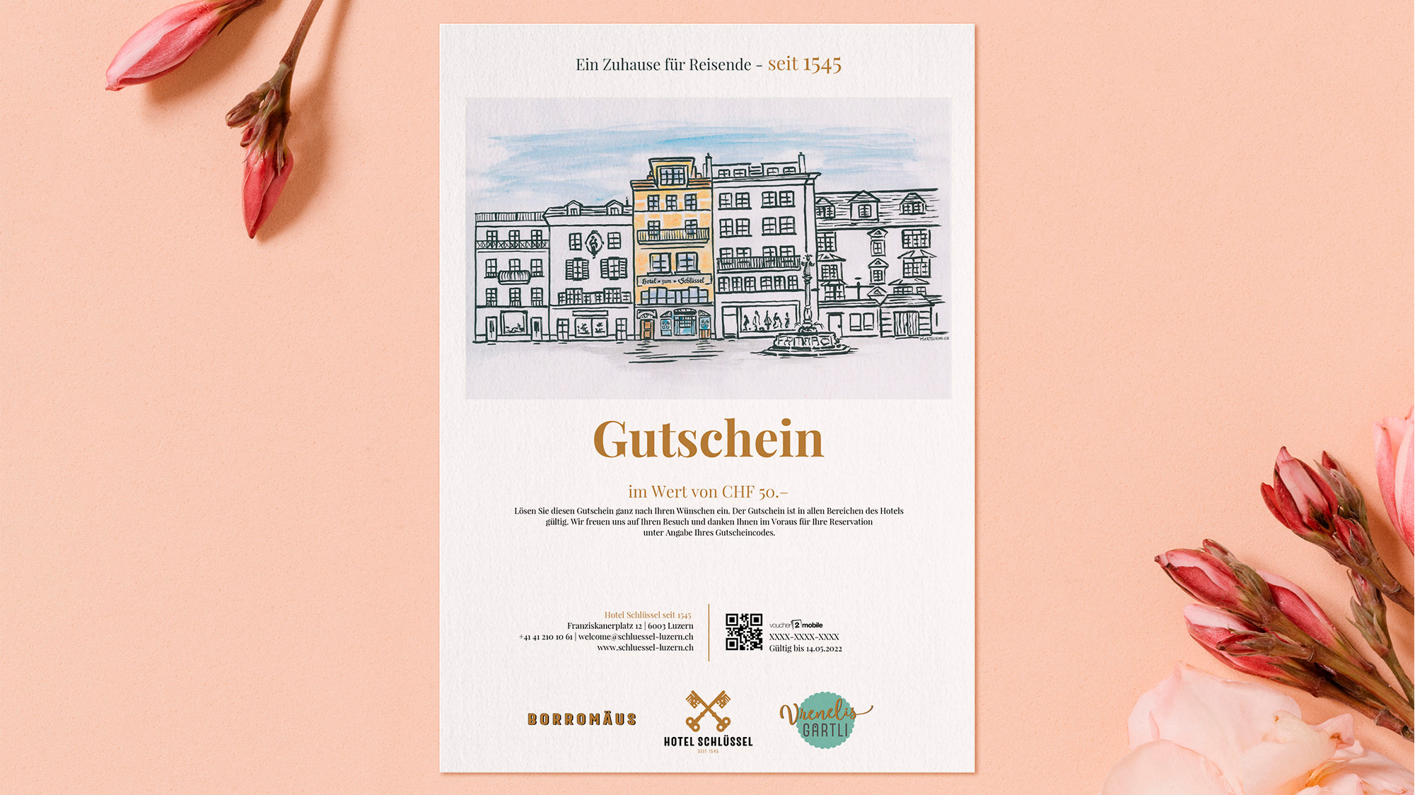 e-guma Gutscheinsystem Gutscheinlayout print@home Hotel Schlüssel